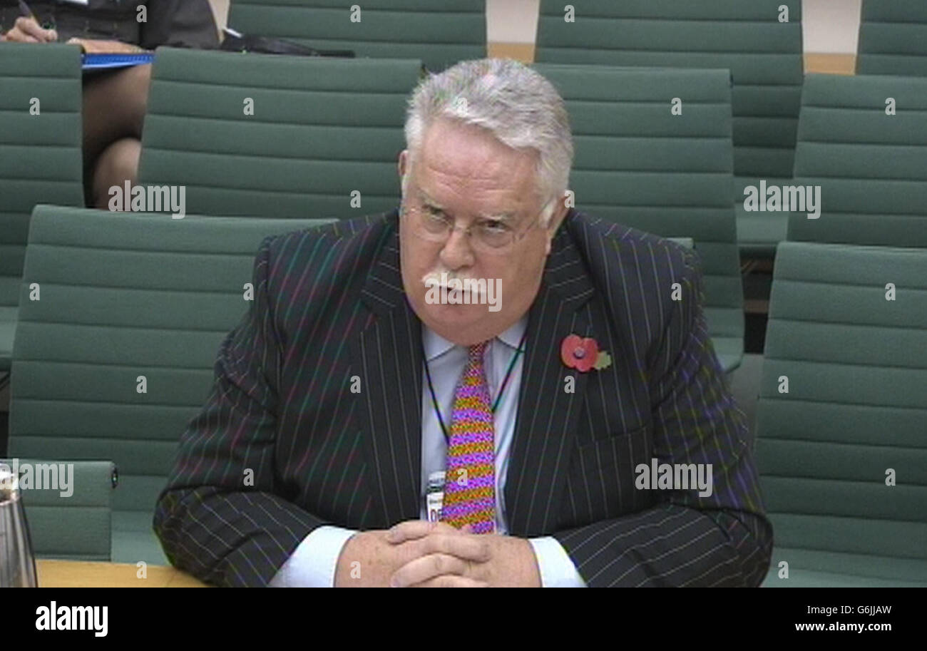 Co-operative Bank chairman Reverend Paul Flowers in front of the Treasury Select Committee on November 6 to answer questions on the Project Verde inquiry. Stock Photo