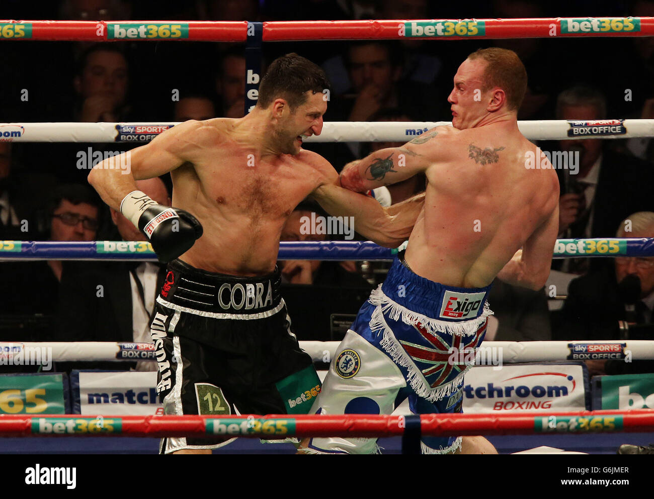 Carl Froch left And George Groves During The WBA And IBF Super 
