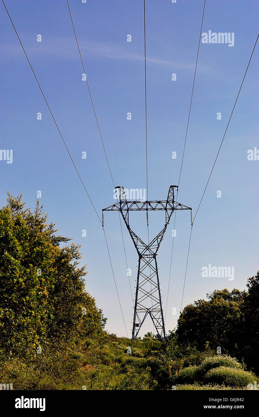 Lines with high voltage Stock Photo - Alamy