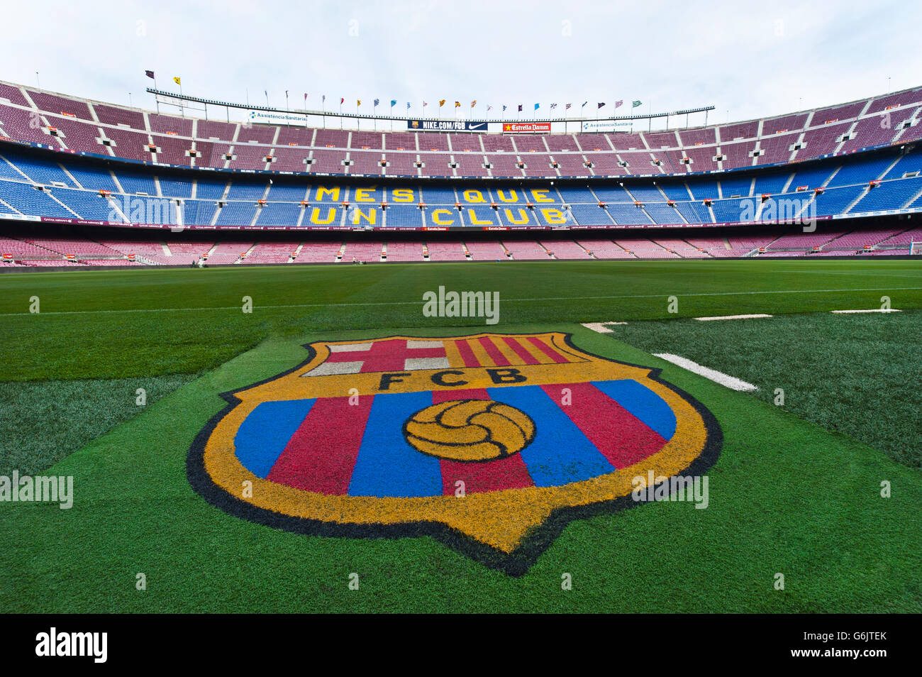 Visiting Camp Nou Stadium Stock Photo