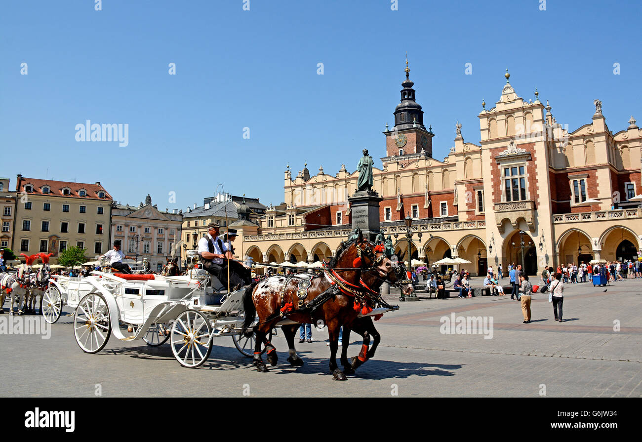 the main market square of Cracow Poland Stock Photo