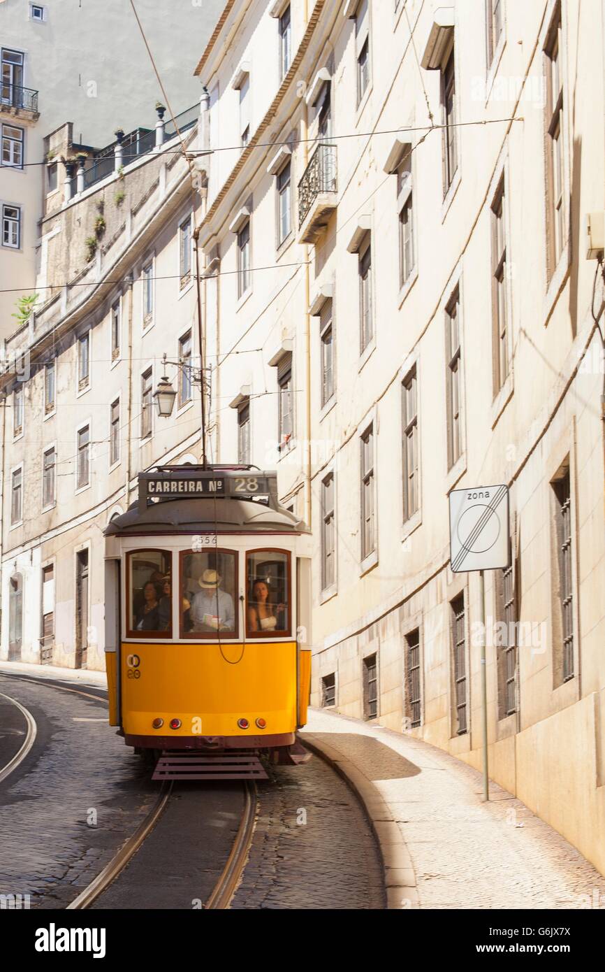The famous tram 28 in Lisbon Stock Photo Alamy