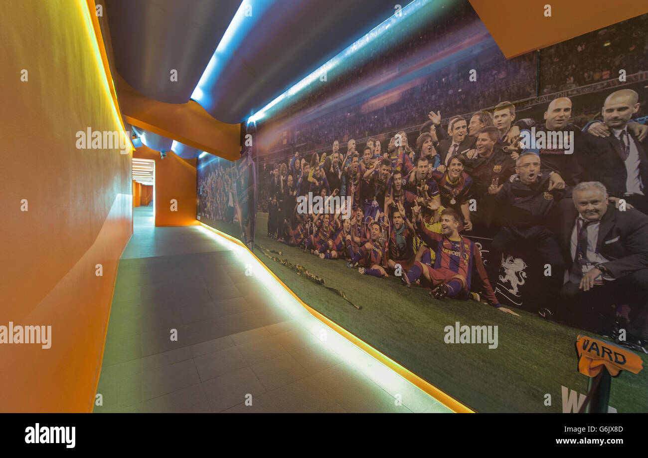 Visiting Camp Nou Stadium Stock Photo