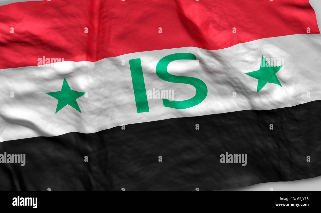 Syrian Flag with IS writing, Computer Graphic Stock Photo