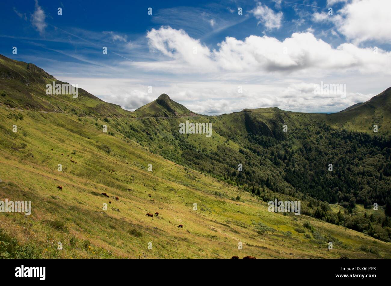 View from the pass of the Puy Mary, Département Cantal, Auvergne region, France, Europe Stock Photo