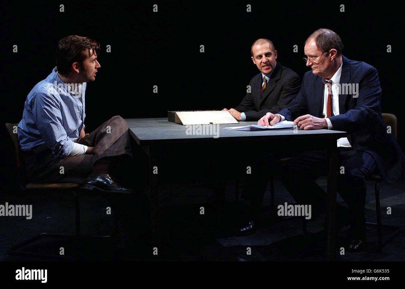 Actors David Tennant (left) and Jim Broadbent (right) during a