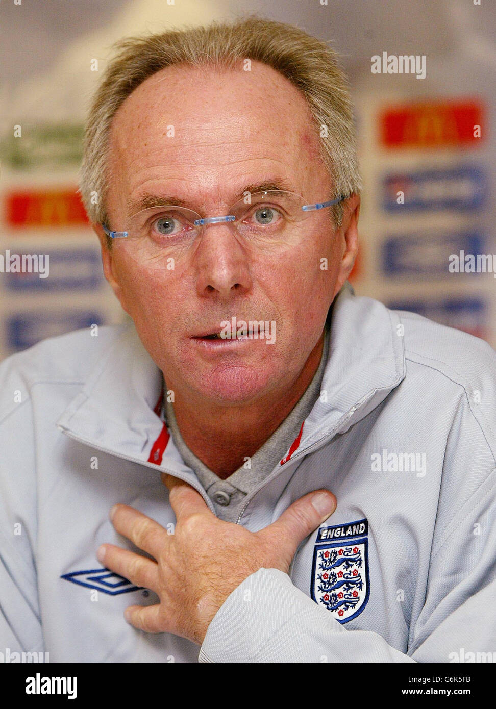 England manager sven goran eriksson speaking press conference old ...