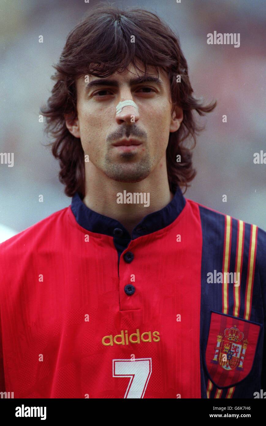 Soccer. Euro 96. Romania v Spain. Jose Emilio Amavisca, Spain Stock Photo