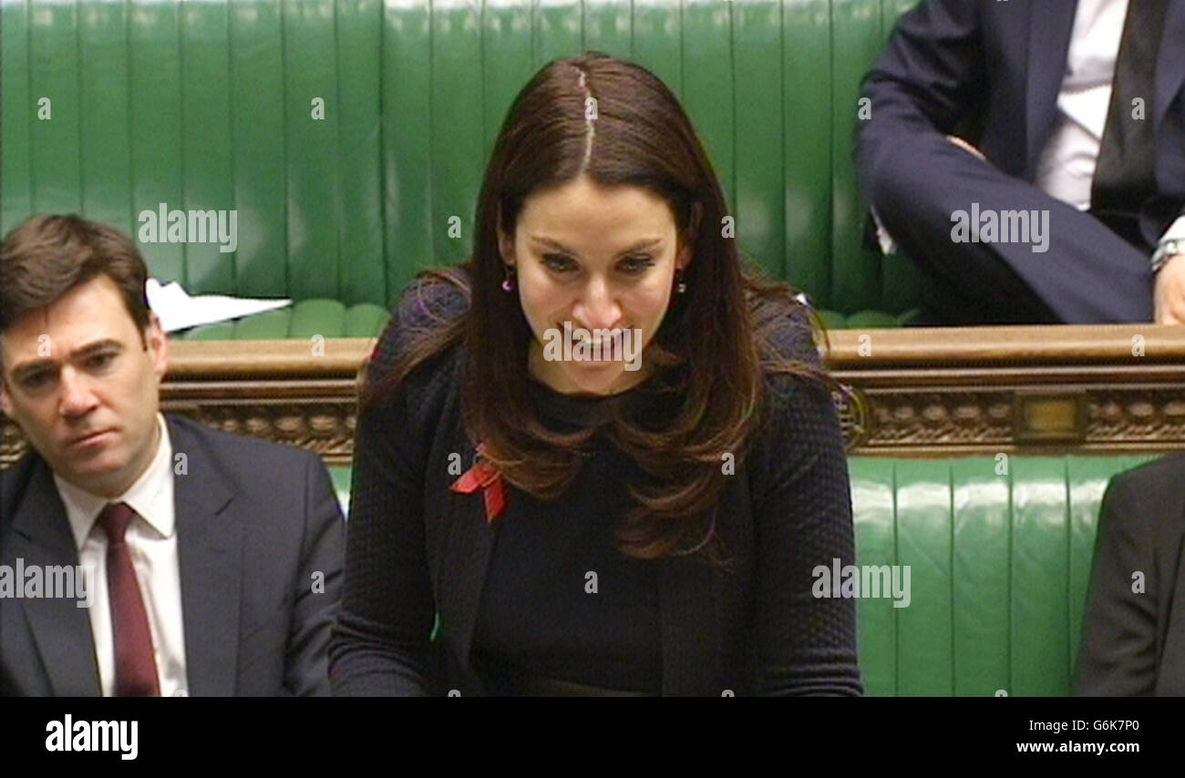 Shadow Health Minister Luciana Berger responds to a statement by Health Minister Jane Ellison, in the House of Commons, on the Government's review of cigarette packaging. Stock Photo