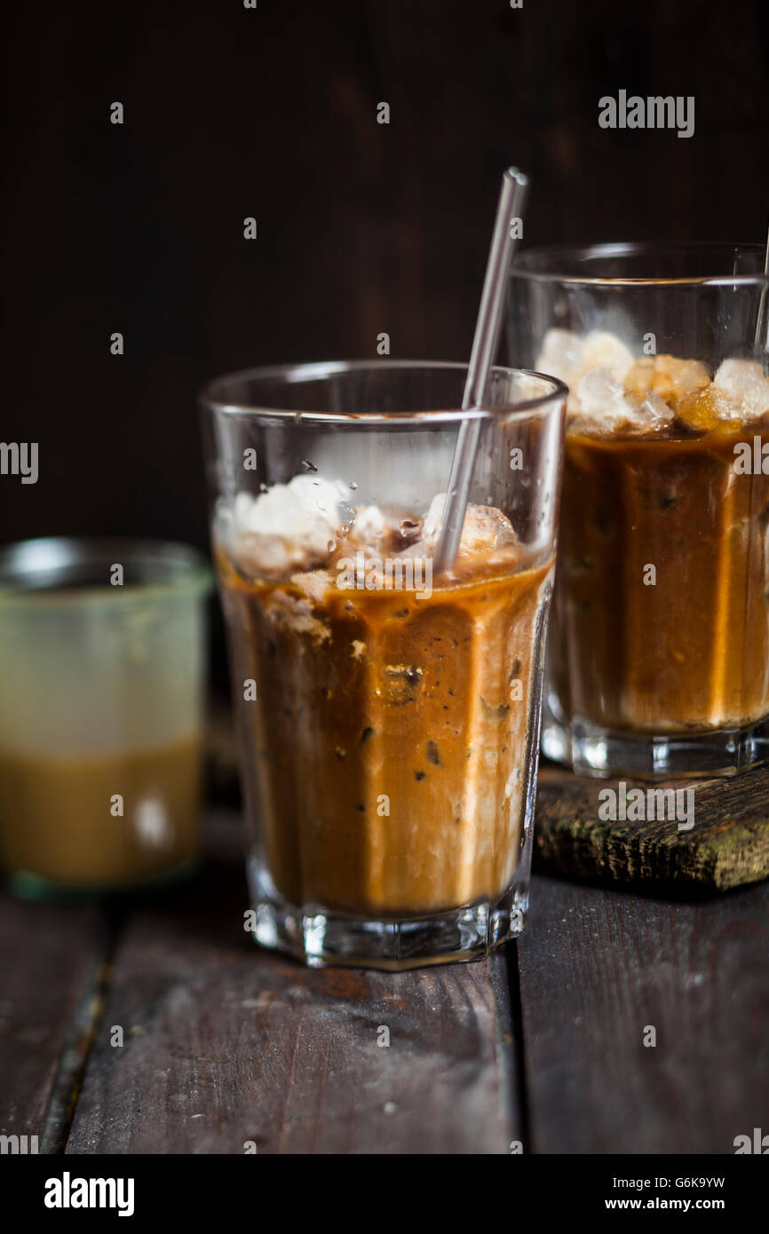 Vietnamese iced coffee with strong coffee, sweetened condensed milk
