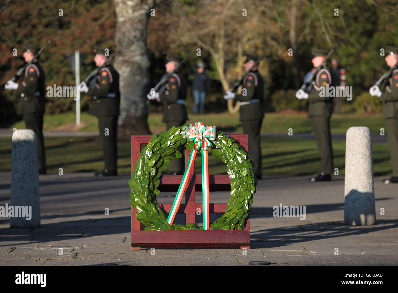 The commemorative wreath-laying ceremony for the former United States President John F Kennedy, on the 50th anniversary of his death at the JFK Memorial Park and Arboretum in New Ross, Co Wexford, the ancestral home of President Kennedy. Stock Photo