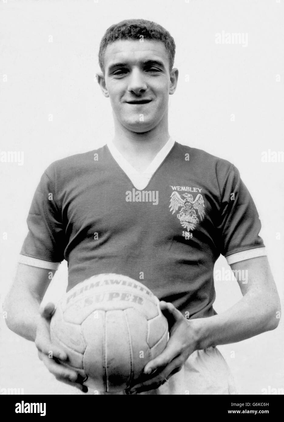 Manchester United right-back Bill Foulkes, who survived the Munich plane disaster and was appointed the team's captain in succession to Roger Byrne, who died in the plane crash. Foulkes, 26, of St Helens, had worked in the pits until joining United.He played his first League game in 1952 and was capped for England two years later. Stock Photo