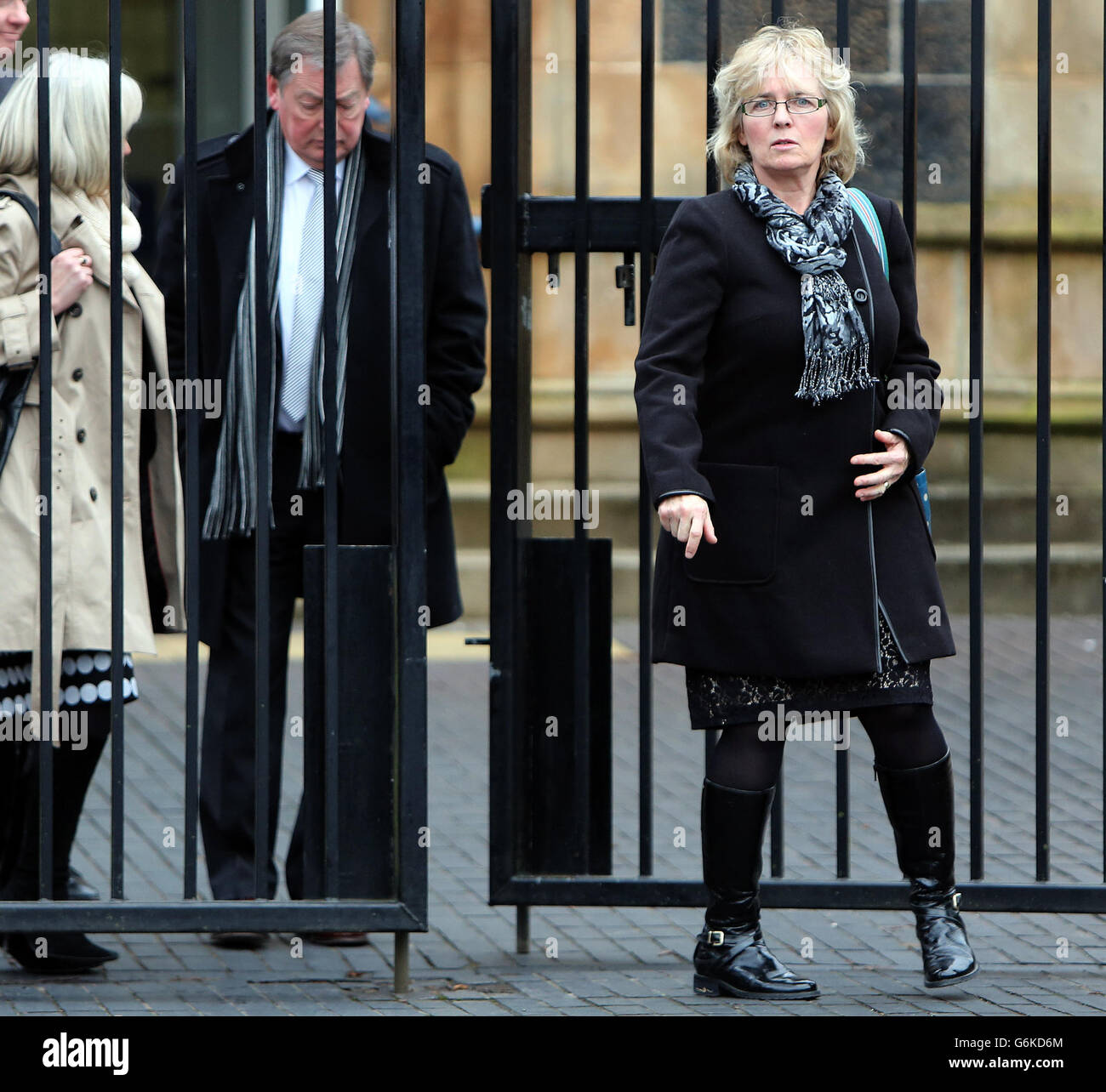 Desmond and Gwen Somerville, parents of Paul Somerville, 21, leave Ballymena coroners court. Stock Photo