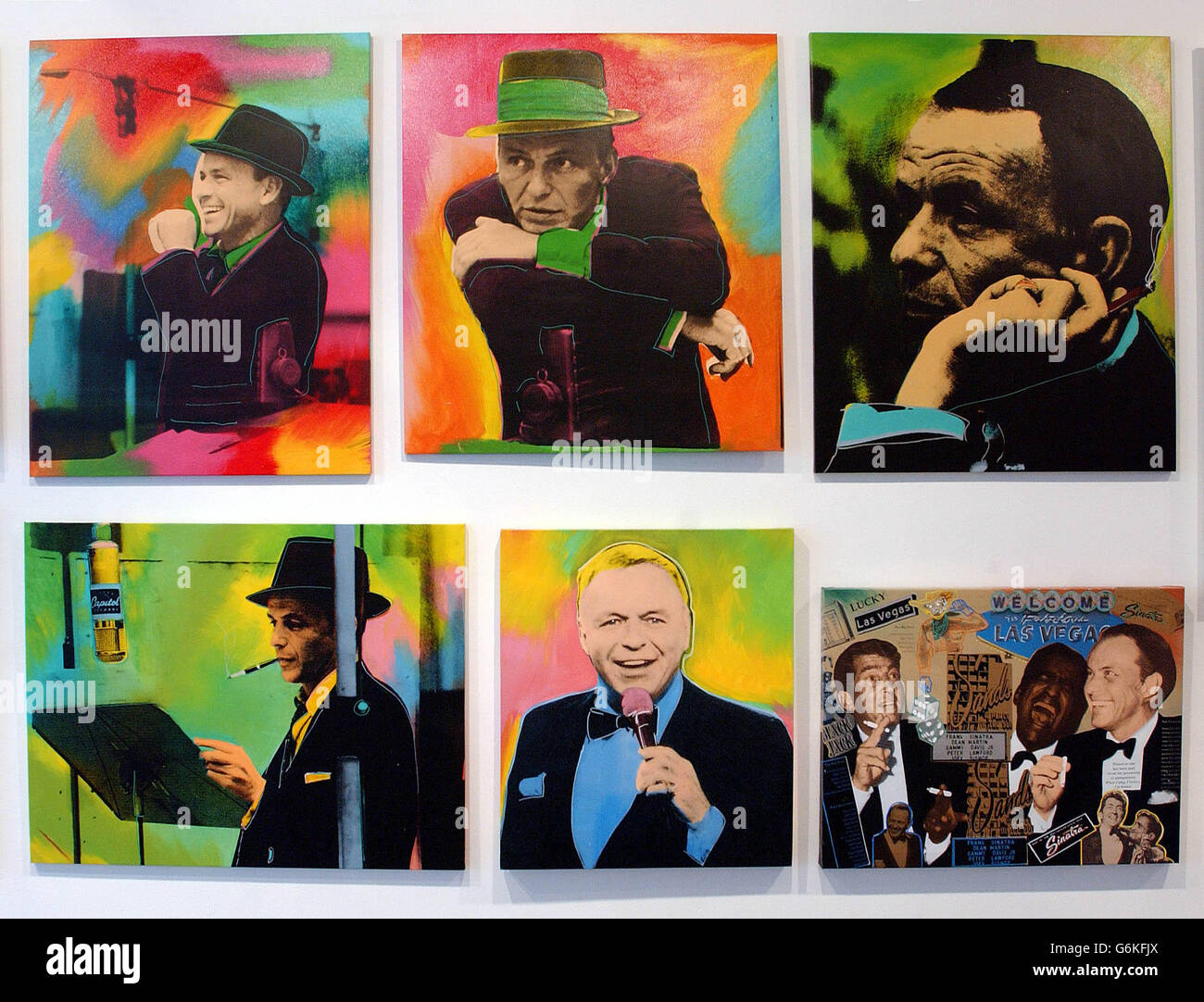 Animation Art Gallery presents pictures from artist Steve Kaufman, at the Deluxe Gallery, Hoxton Square, London, where 40 of his original and limited edition canvasses explore the impact of celebrity on contemporary culture. Stock Photo