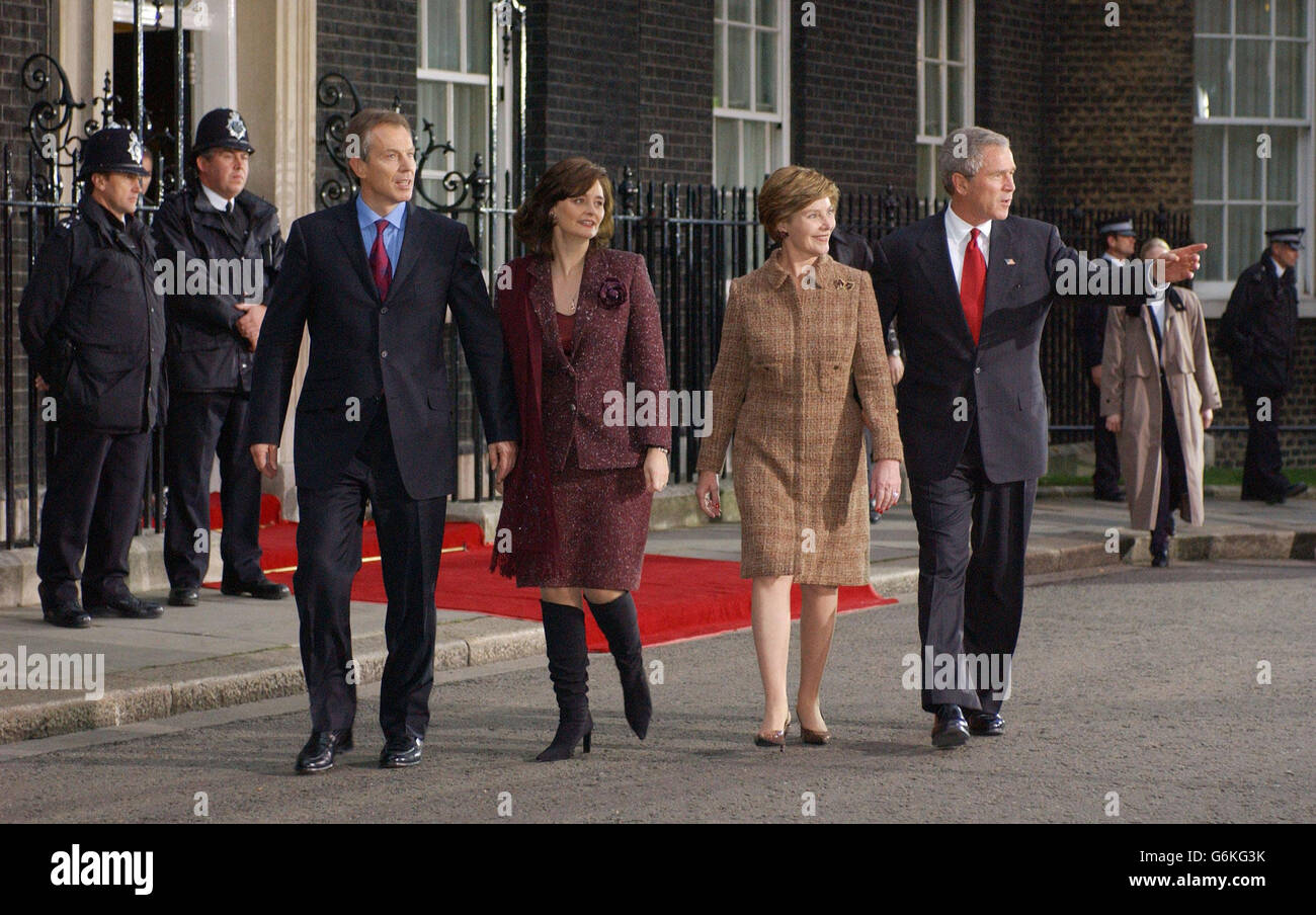 w bush wife laura depart no10 downing street hires stock