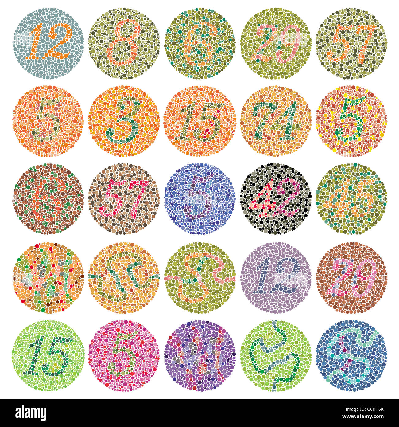Extended Ishihara color blindness Stock Photo