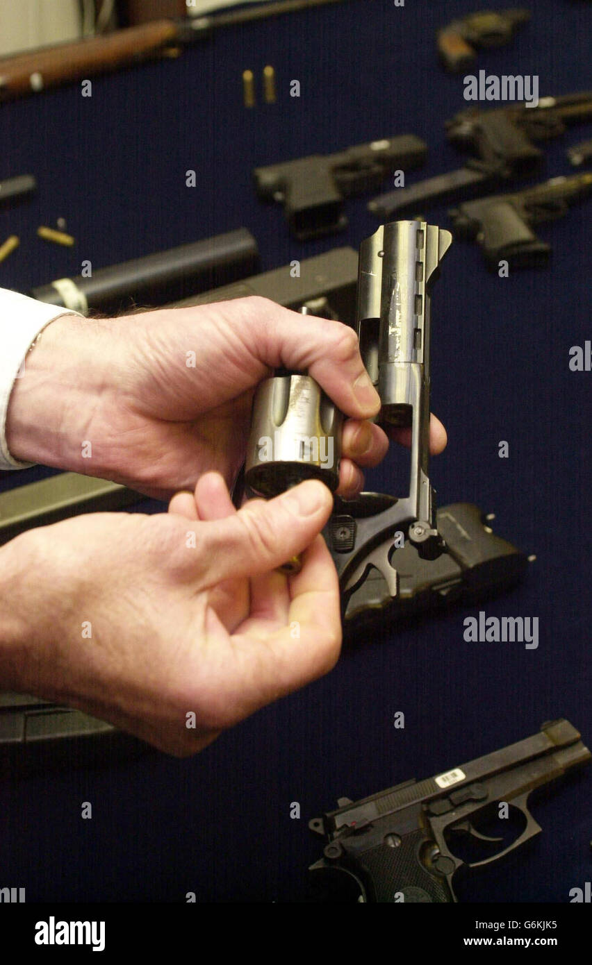 A gun on display at the Home Office launch of the new 1.1 million