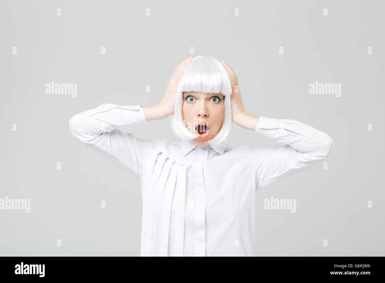 Shocked beautiful blonde woman surprise hi-res stock photography and ...