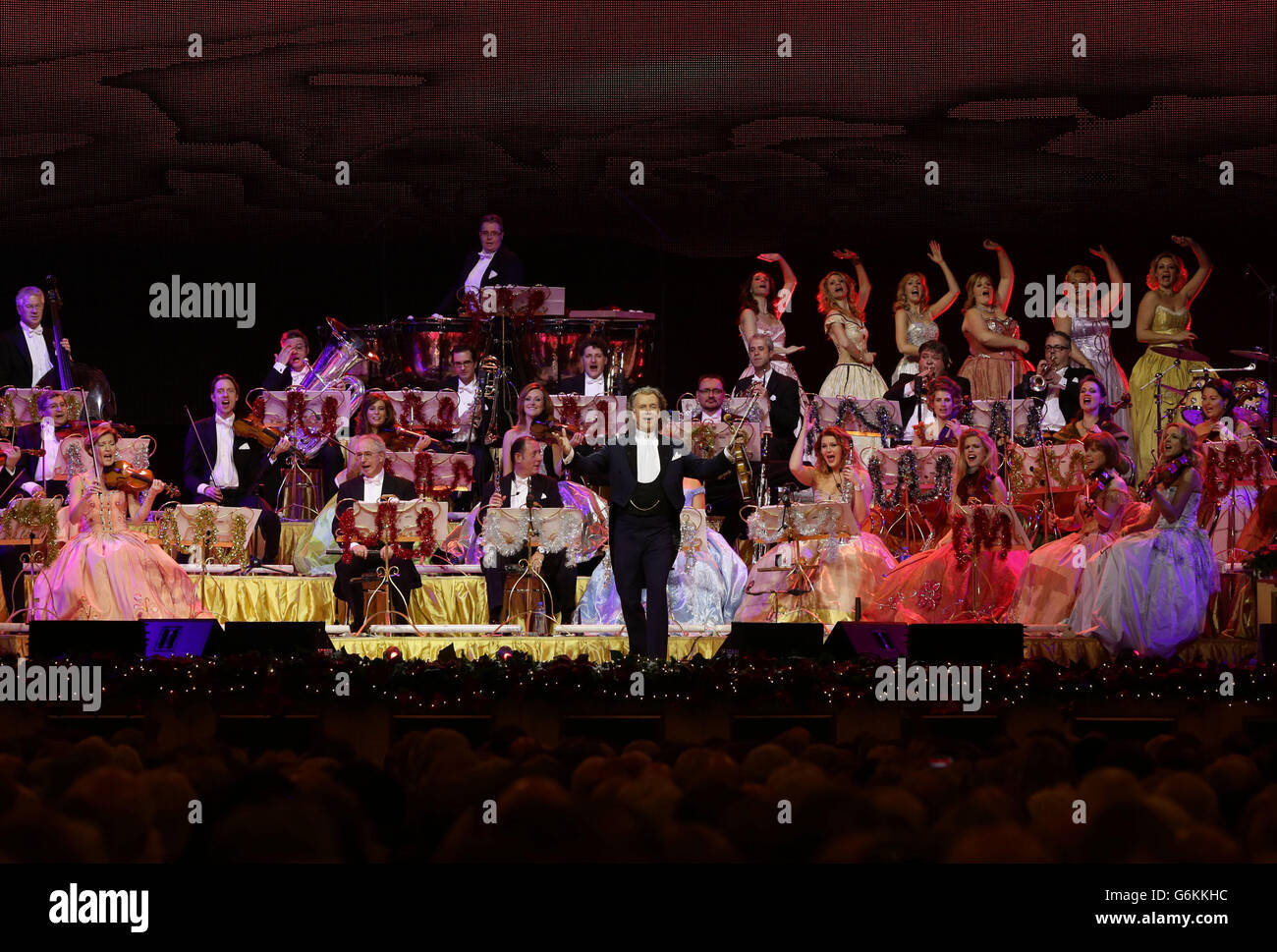 Andre Rieu performance - London. Dutch violinist and conductor Andre Rieu performs at Wembley Arena, London. Stock Photo