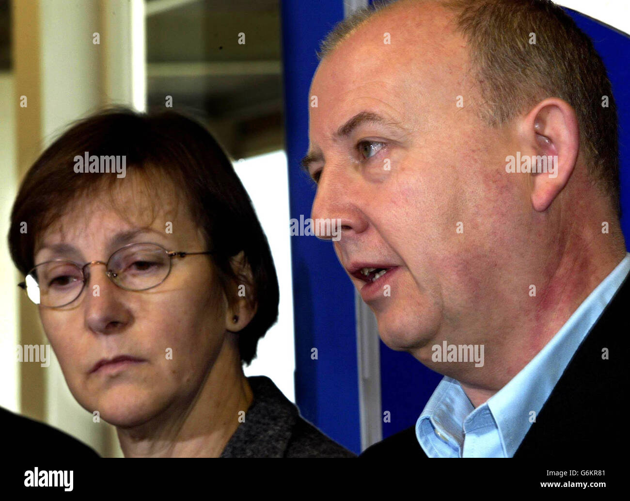 Paul and Mary Hilder during police news conference at Hereford Racecourse, appealing for fresh information into the their son's murder, skydiver Stephen Hilder, one week before what would have been his 21st birthday. Mr Hilder plunged 13,000ft to his death over Hibaldstow airfield, north Lincolnshire, on July 4, after both his main and reserve parachutes were sabotaged.Three men, two aged 19 and one aged 24, have been arrested in the weeks following the death and have all been released on police bail pending further inquiries. Stock Photo