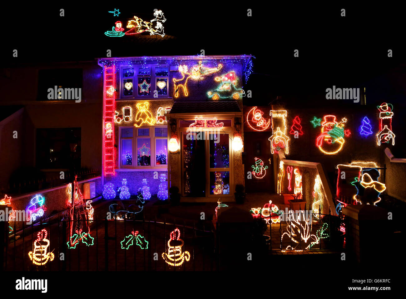 Christmas lights on display in the Crumlin area of Dublin Stock Photo