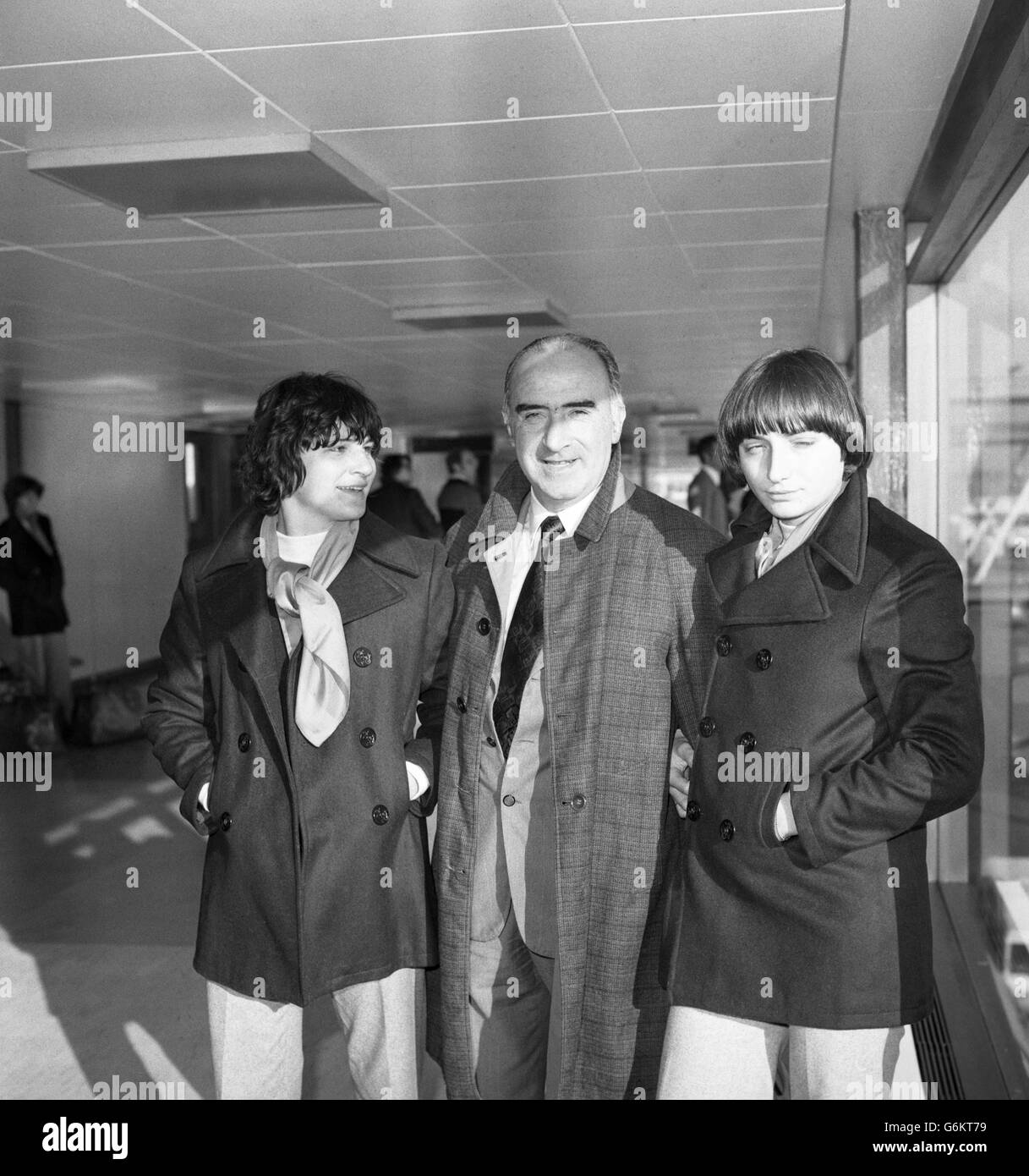 Captain of the Italian women's football team Elena Schiavo (left), with coach Amadeo Amadei, and goalkeeper Wilma Seghetti. Stock Photo