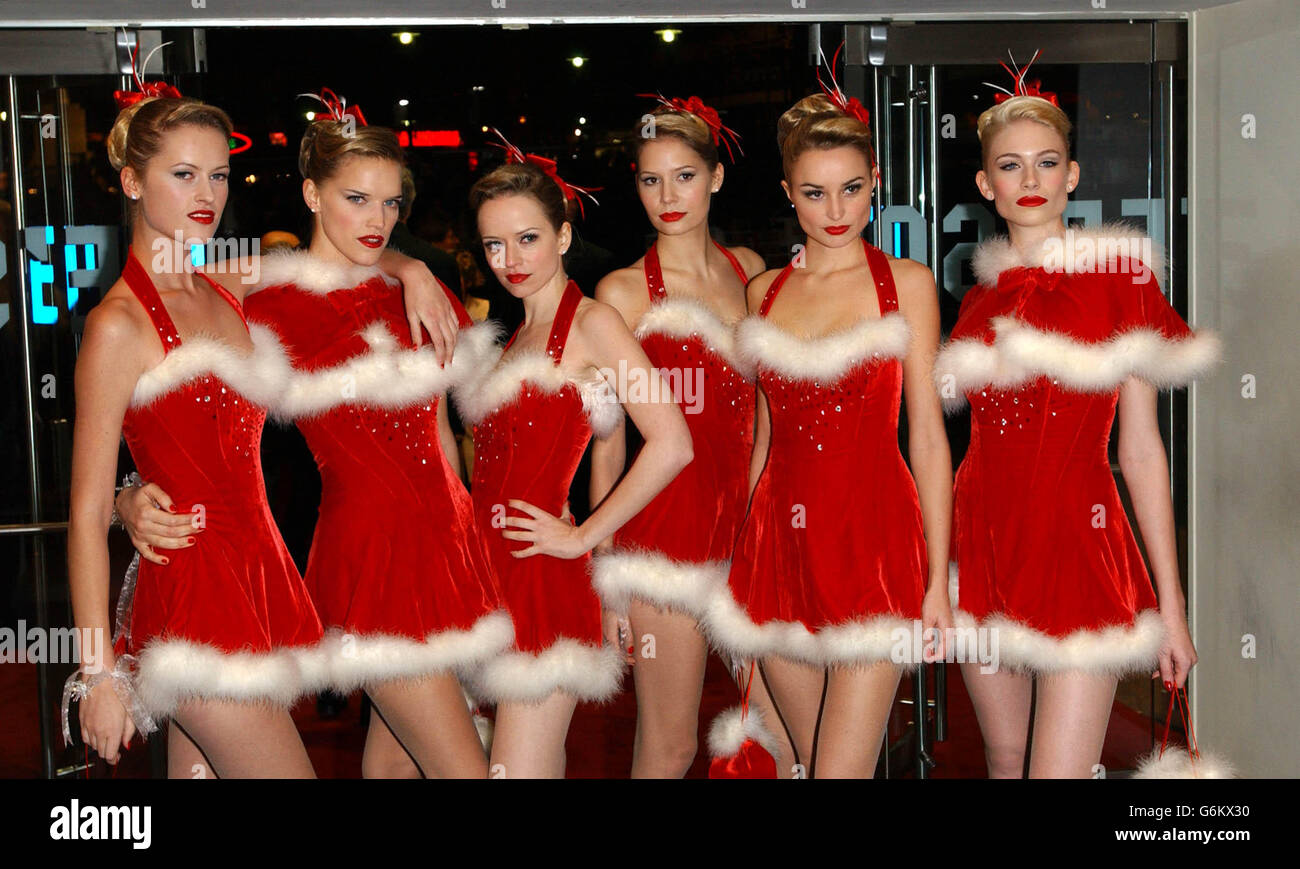 did not notice snowman Link Ladies dressed in Christmas costumes arrive for the UK Charity film  Premiere of Love Actually, in aid of Comic Relief, held at the Odeon  Leicester Square, central London Stock Photo - Alamy