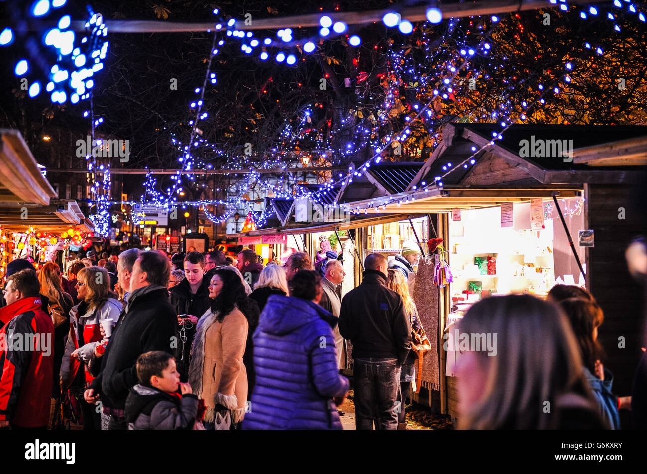 Harrogate Christmas Market. Shoppers at Harrogate Christmas Market on