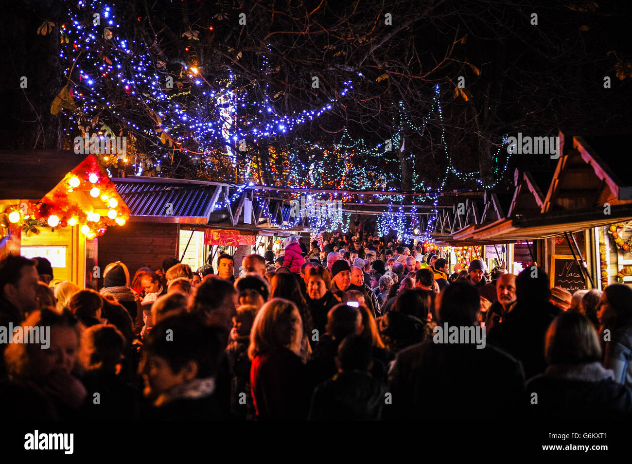 Harrogate Christmas Market. Shoppers at Harrogate Christmas Market on