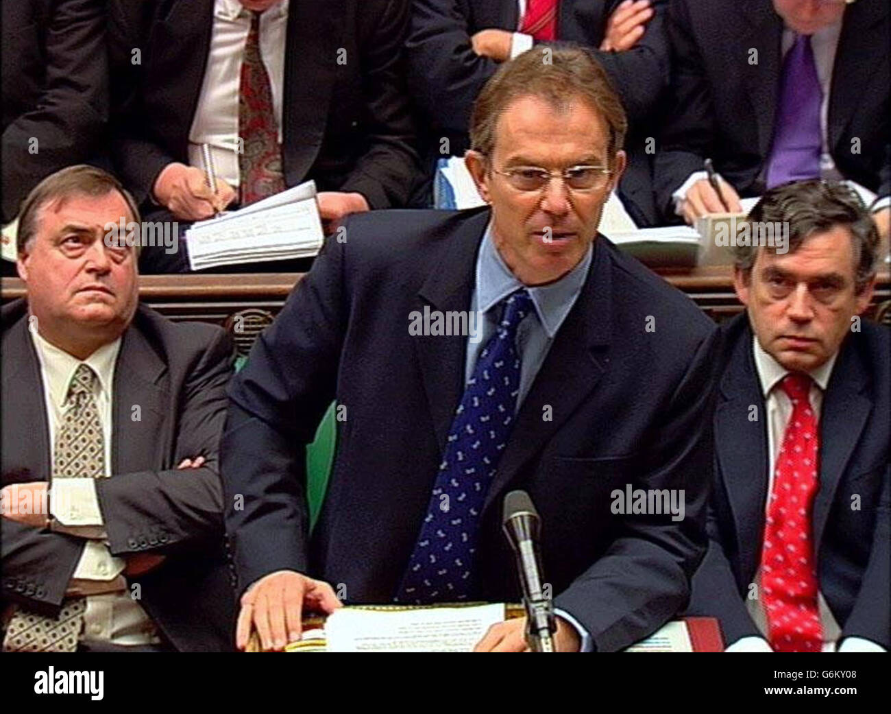 Video grab of Prime Minister Tony Blair during Prime Minister's Questions at the House of Commons, London. Stock Photo