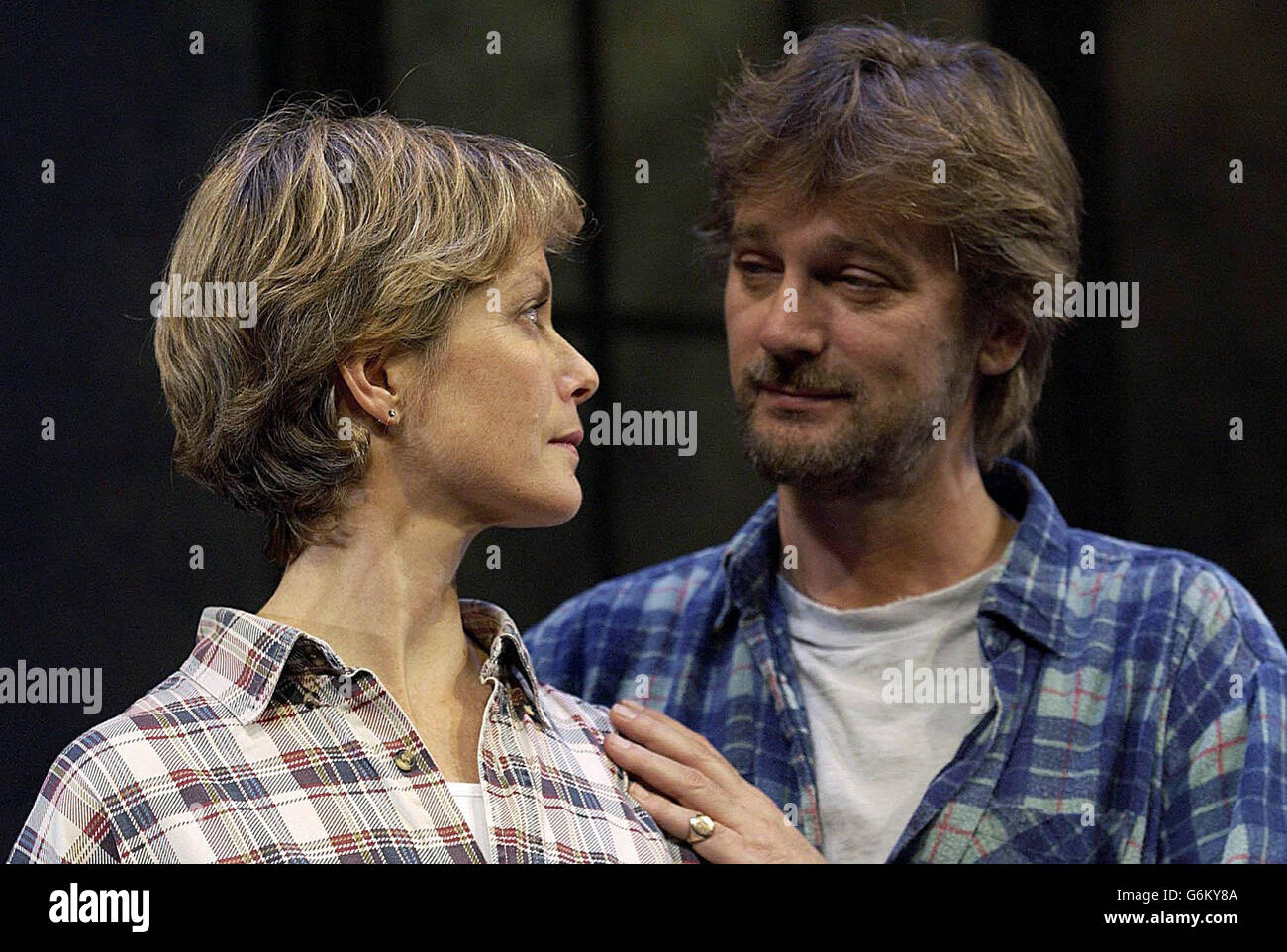 Actors Jenny Seagrove and Simon Shepherd during a photocall for play 'The Secret Rapture', written by David Hare, at the Lyric Theatre, Shaftsbury Avenue in central London. Stock Photo