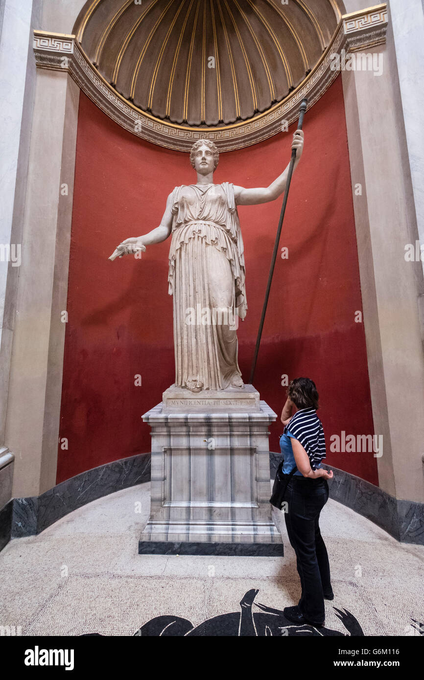 Statue in the round Room at the Vatican Museum in Rome, Italy Stock