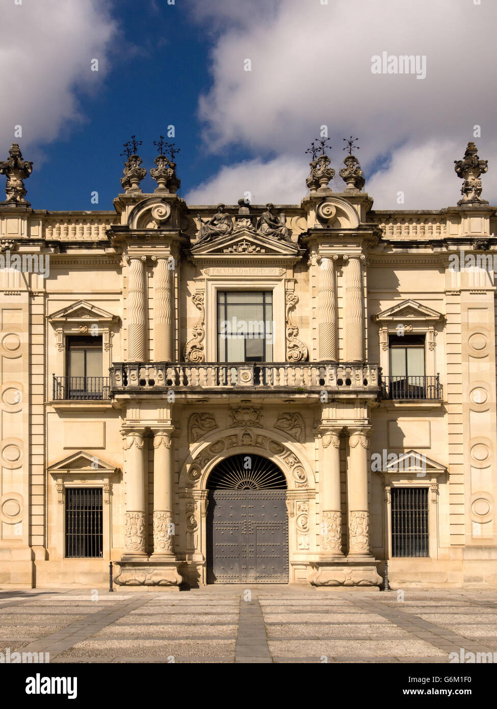 seville tobacco factory SEVILLE, SPAIN - MARCH 16, 2016: Entrance to the Royal Tobacco Factory  (Real Fábrica de Tabacos) which is now a University Stock Photo