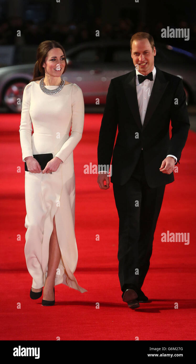 The Duke and Duchess of Cambridge arriving for the Royal Film Performance of Mandela: Long Walk to Freedom, at the Odeon Leicester Square, London. Stock Photo
