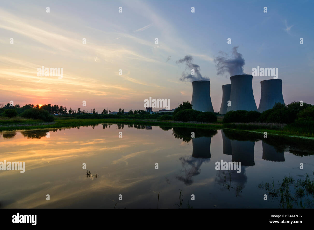 Temelin nuclear power plant cooling towers and reactor building