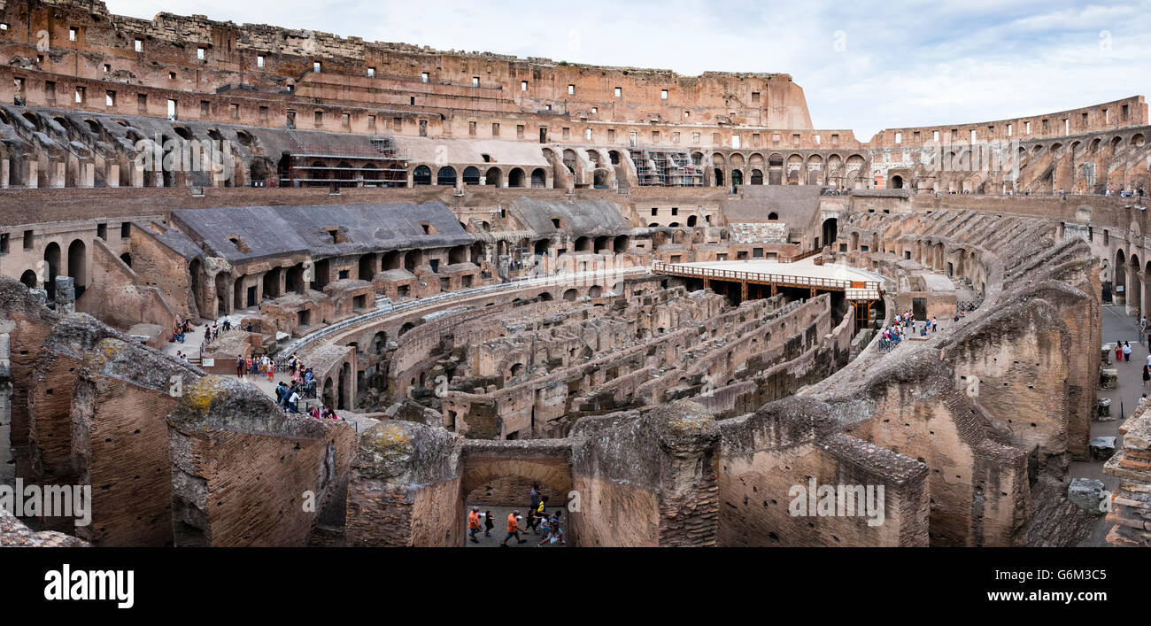Panorama of interior of Colosseum in Rome Italy Stock Photo
