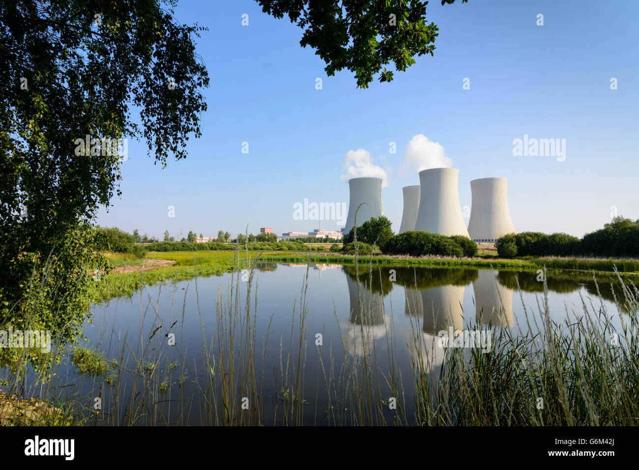 Temelin nuclear power plant cooling towers and reactor building