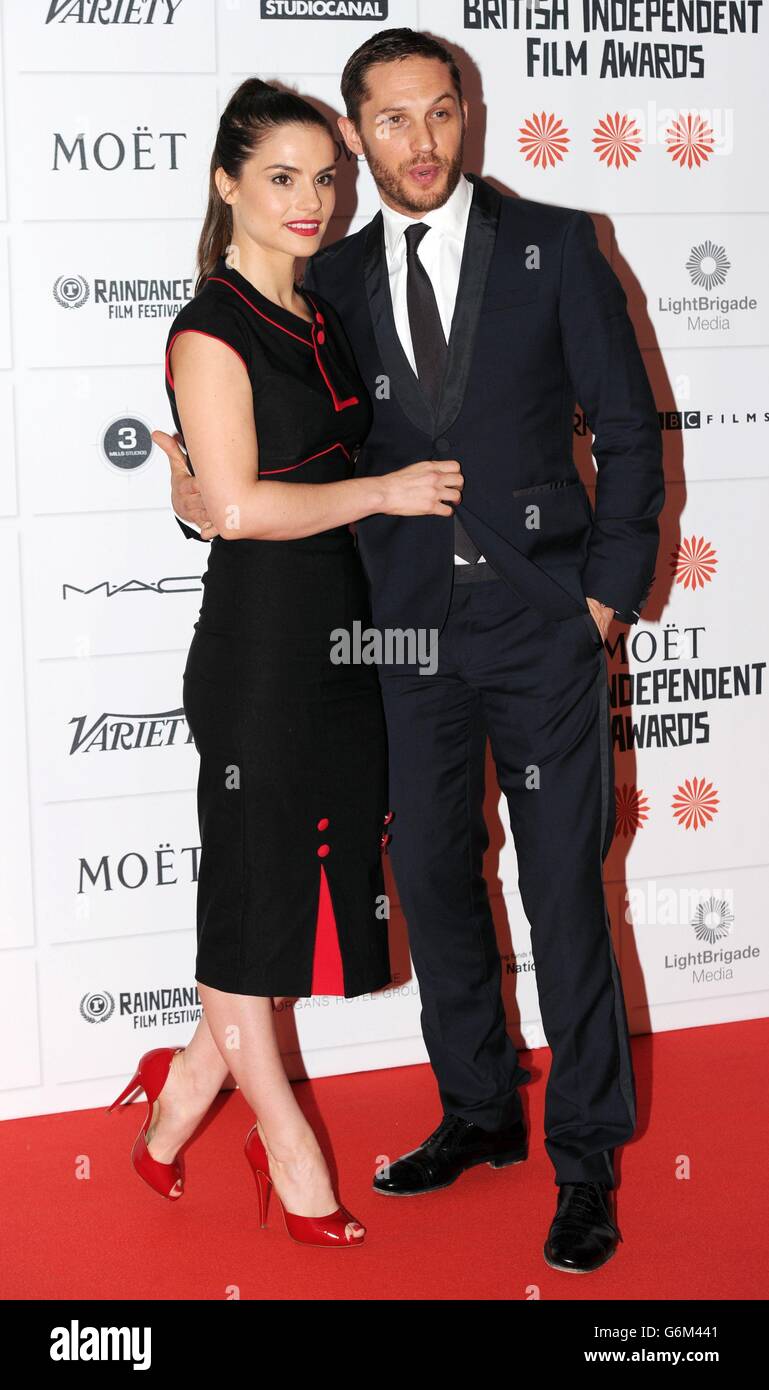 Tom Hardy and Charlotte Riley at the 16th annual Moet British Independent Film Awards (Bifa) at the Old Billingsgate Market in the City of London. Stock Photo