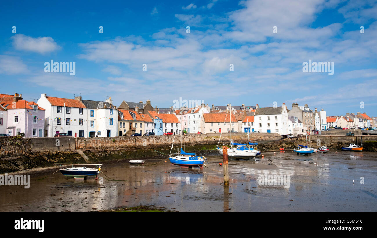 View of harbour in historic fishing village of St Monans in the East