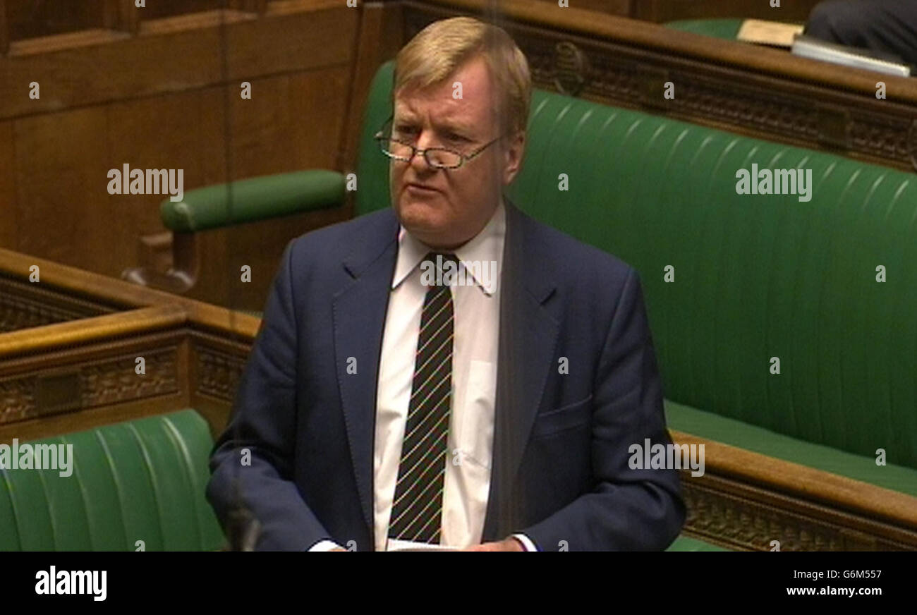 Charles Kennedy, pays tribute to former South African president Nelson Mandela, in the House of Commons, London. Stock Photo