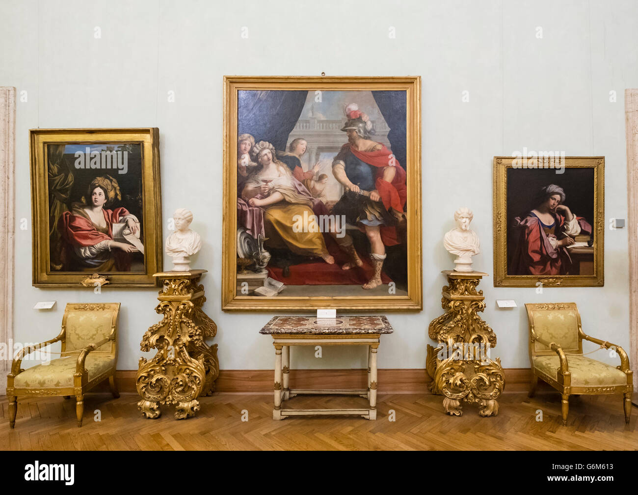 paintings-in-gallery-at-capitolini-museums-in-rome-italy-stock-photo