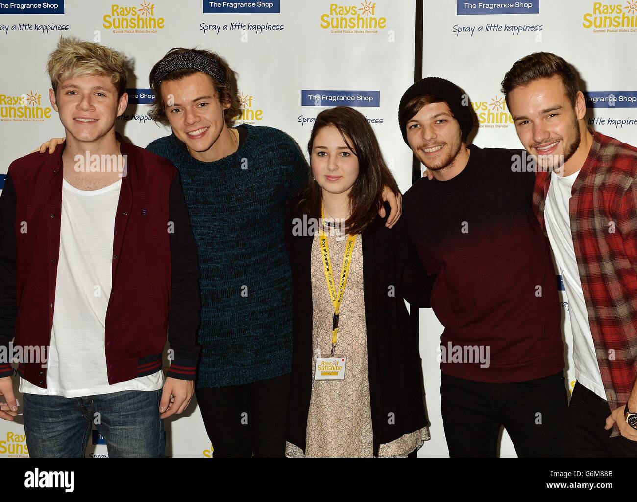 Four members of the boy band One Direction (left to right) Niall Horan