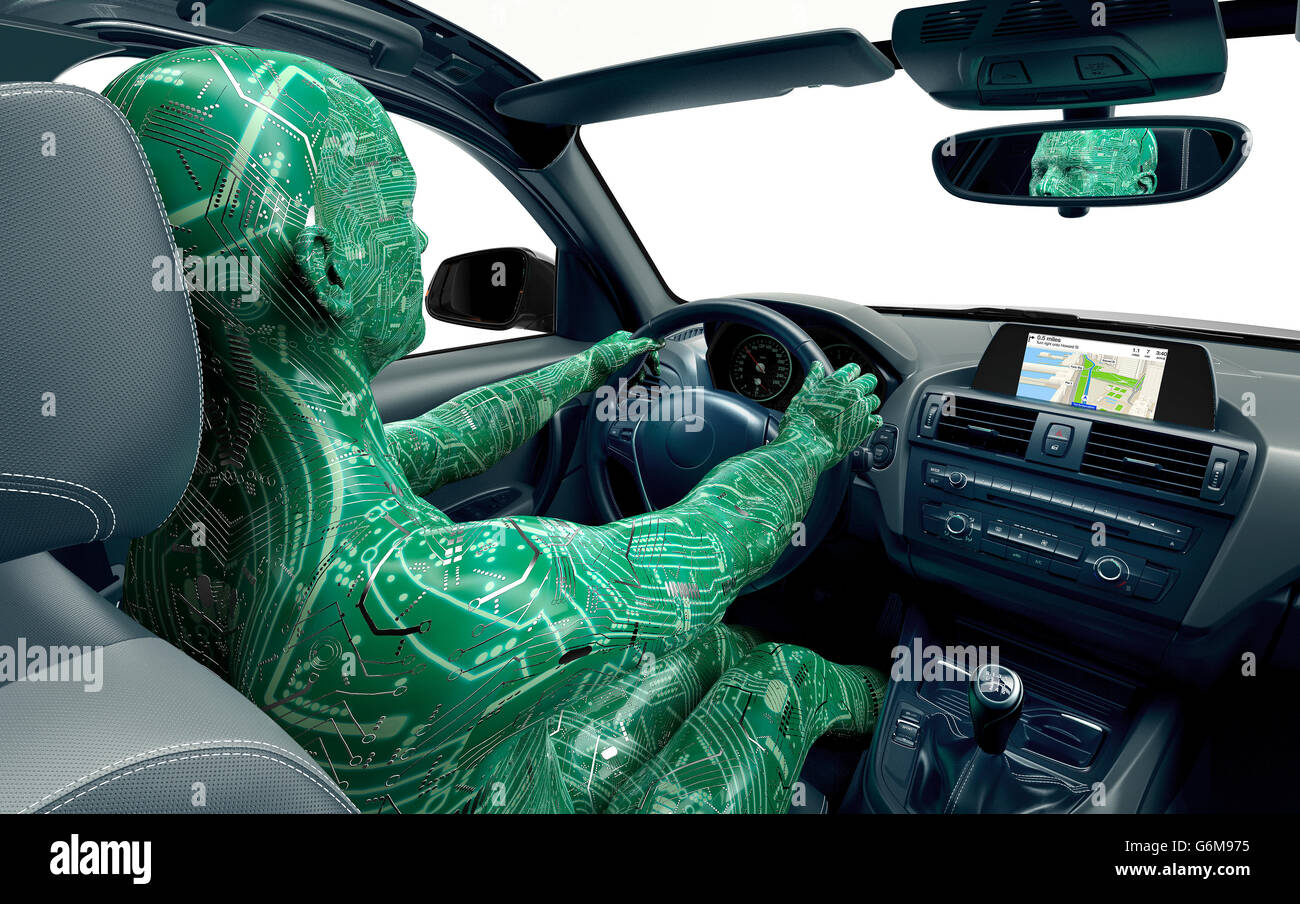 concept of a self-driving modern car ,  3d illustration Stock Photo