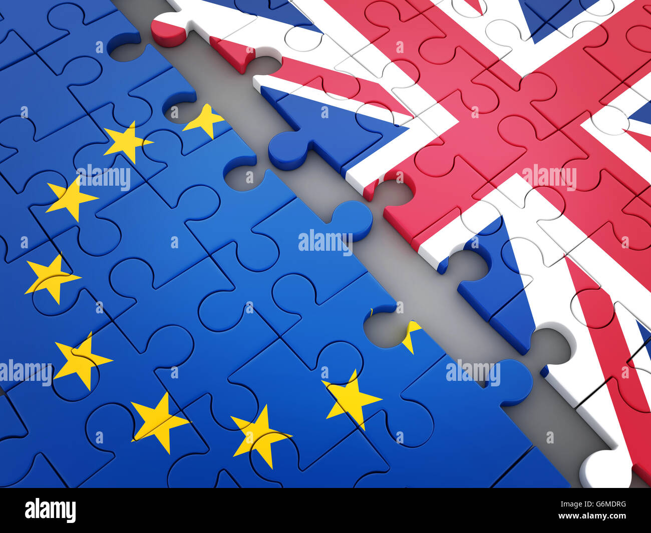 Abstract disintegration Euro union and Britain (done in 3d rendering) Stock Photo