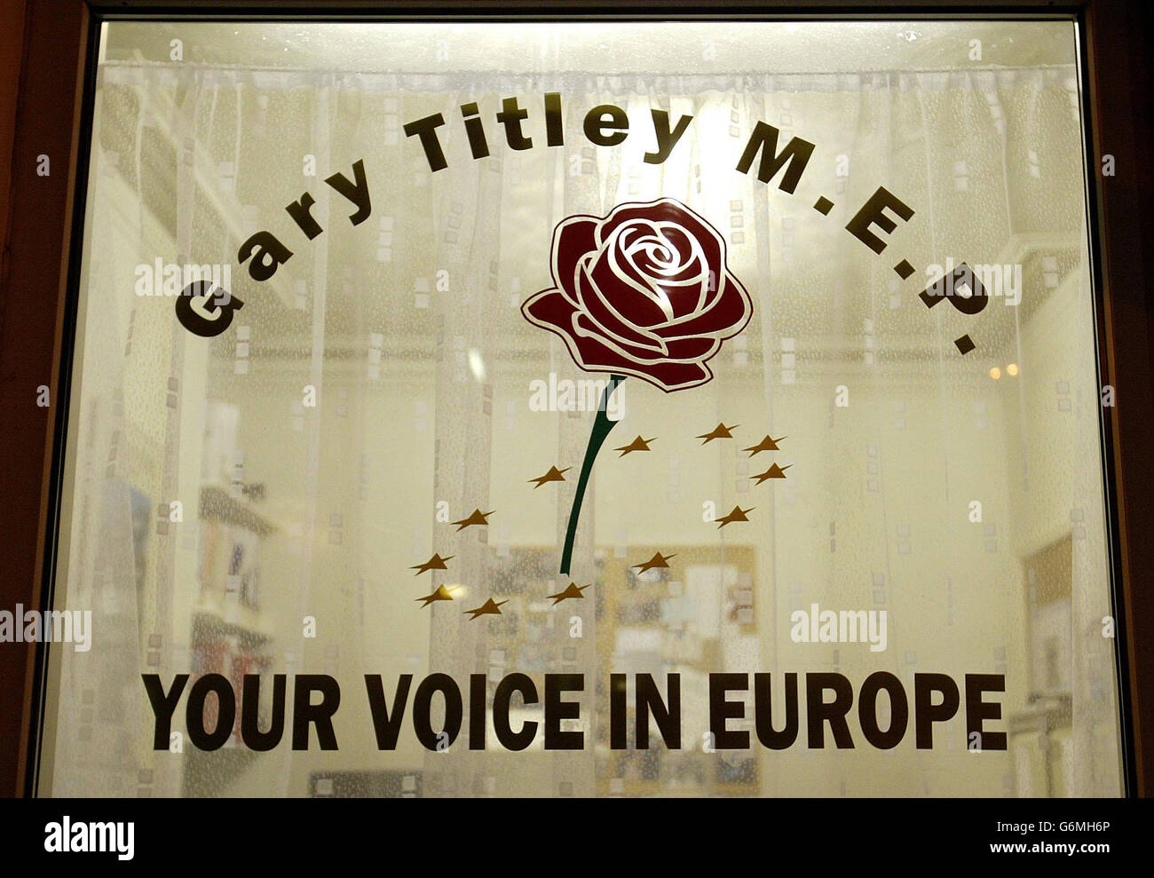 The office door of British MEP, Gary Titley, who had a letter bomb sent to his office in Spring Lane, Radcliffe, Greater Manchester. It was the third confirmed device targeted on Euro-MPs and the first known to have been sent to the UK. No-one was injured. Stock Photo