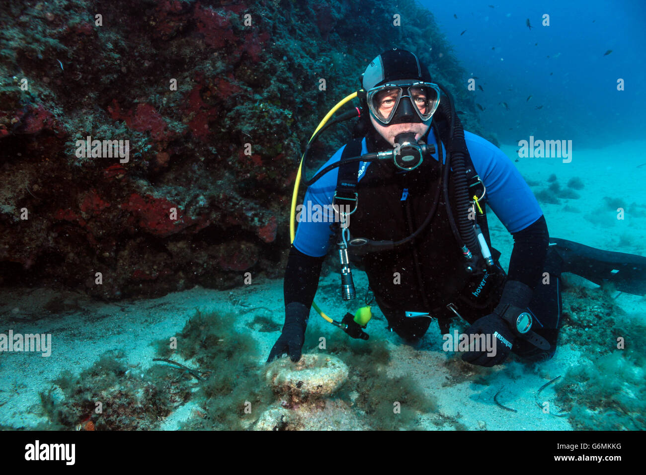 Diver and amphora Stock Photo