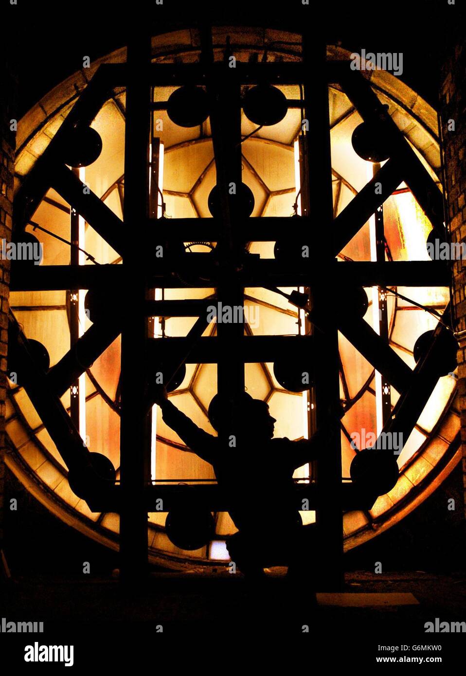 Clock keeper at the Balmoral Hotel, Edinburgh, Craige Younger, sets the