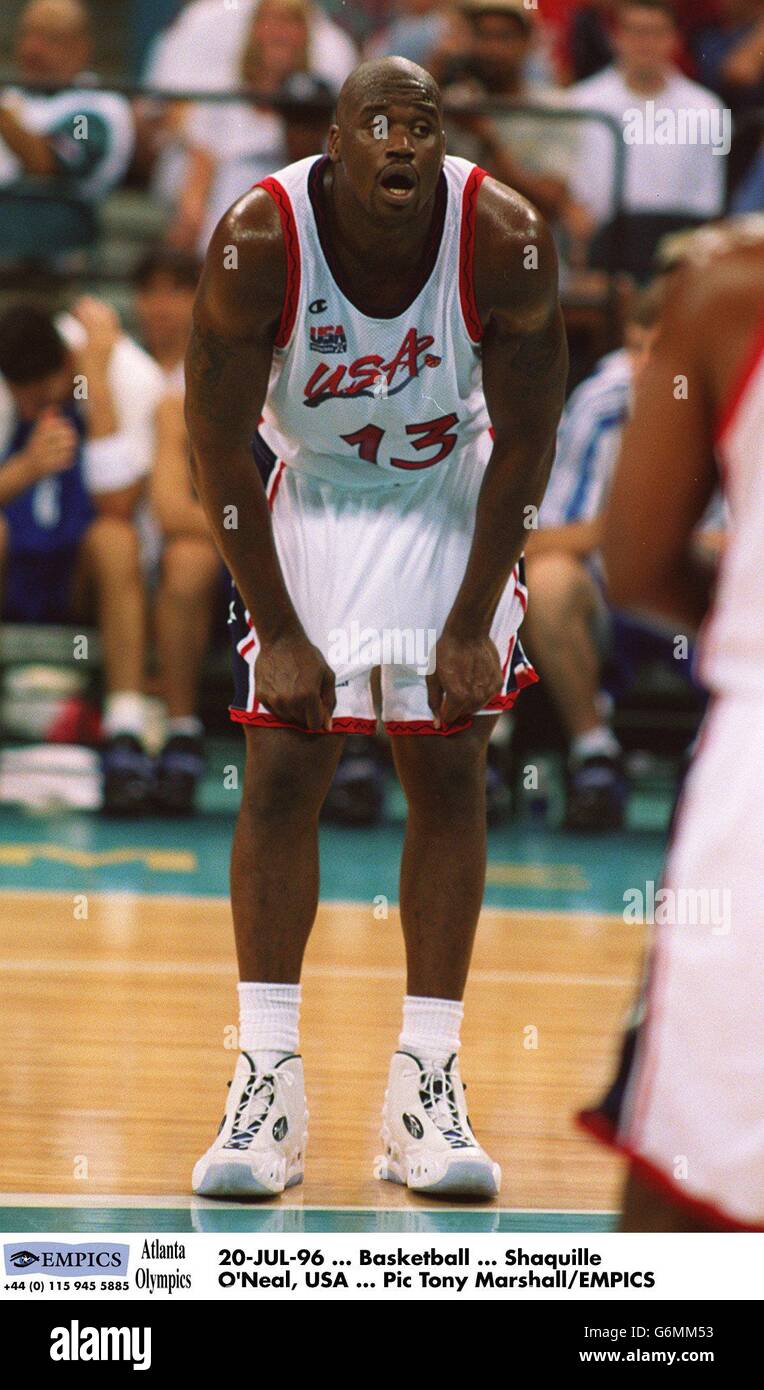 1996 Olympic Games, Atlanta. Mens Basketball. 20-JUL-96. Basketball.  Shaquille O'Neal, USA Stock Photo - Alamy