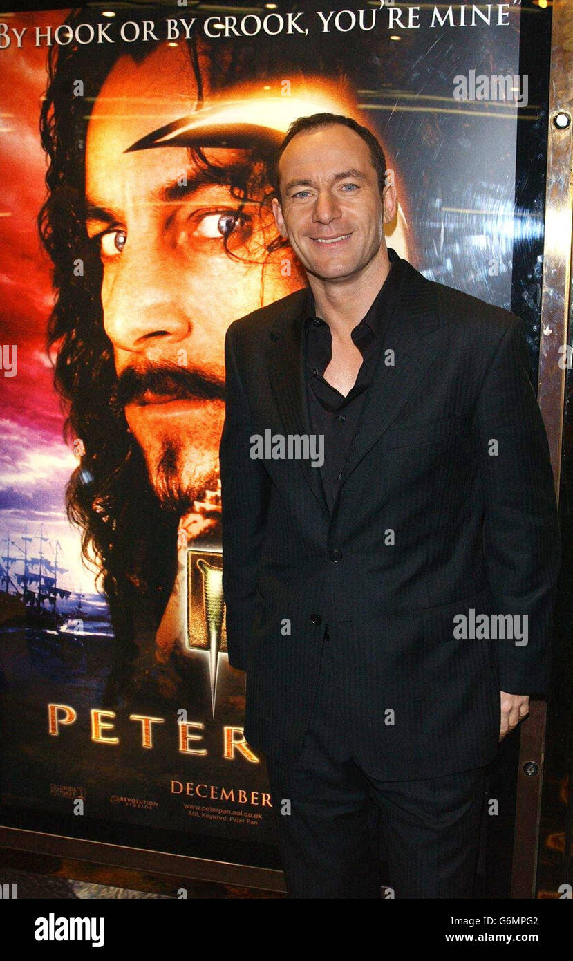 Star of the film Jason Isaacs, who plays Captain Hook arrives for the world charity premiere of Peter Pan at the UCI Empire in Leicester Square, central London. The premiere is in aid of Great Ormond Street Hospital Children's Charity and Peter Pan's author, JM Barrie, gave the copyright of the classic children's story to the hospital. Stock Photo