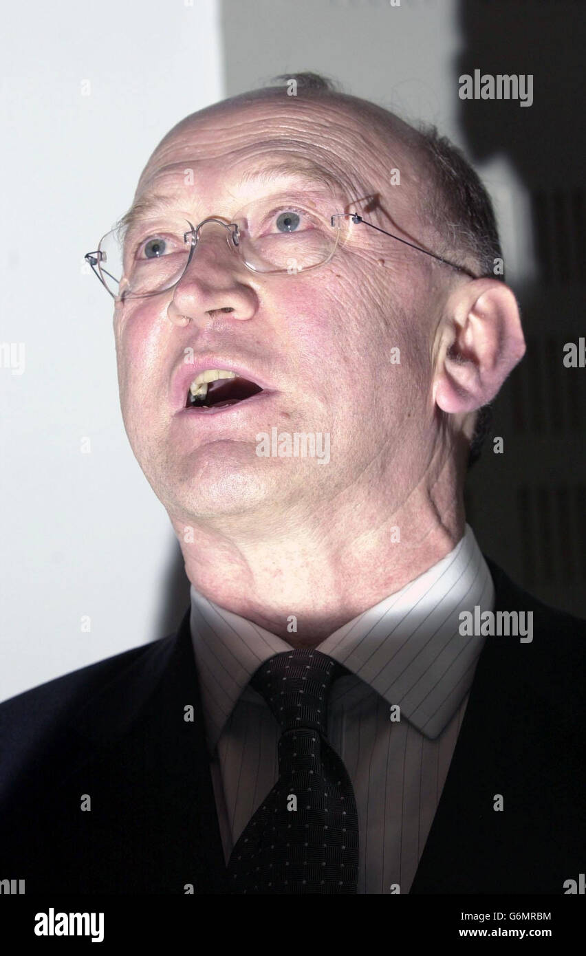 Chairman of the of the Joint Committee on Justice, Equality, Defence and Women's Rights, Sean Ardagh, at a press conference presenting the Barron Report, at a press conference at the Irish Houses of Parliament, Leinster House, Dublin, Ireland, investigating the 1974 Dublin and Monaghan bombings which claimed 34 lives. A supporter of the families affected by the bombings of 30 years ago, Pat Carey of the Fianna Fail main Irish coalition government party who represents the Dublin north-west constituency in the Dail, said a public inquiry into the affair would be beneficial following publication Stock Photo